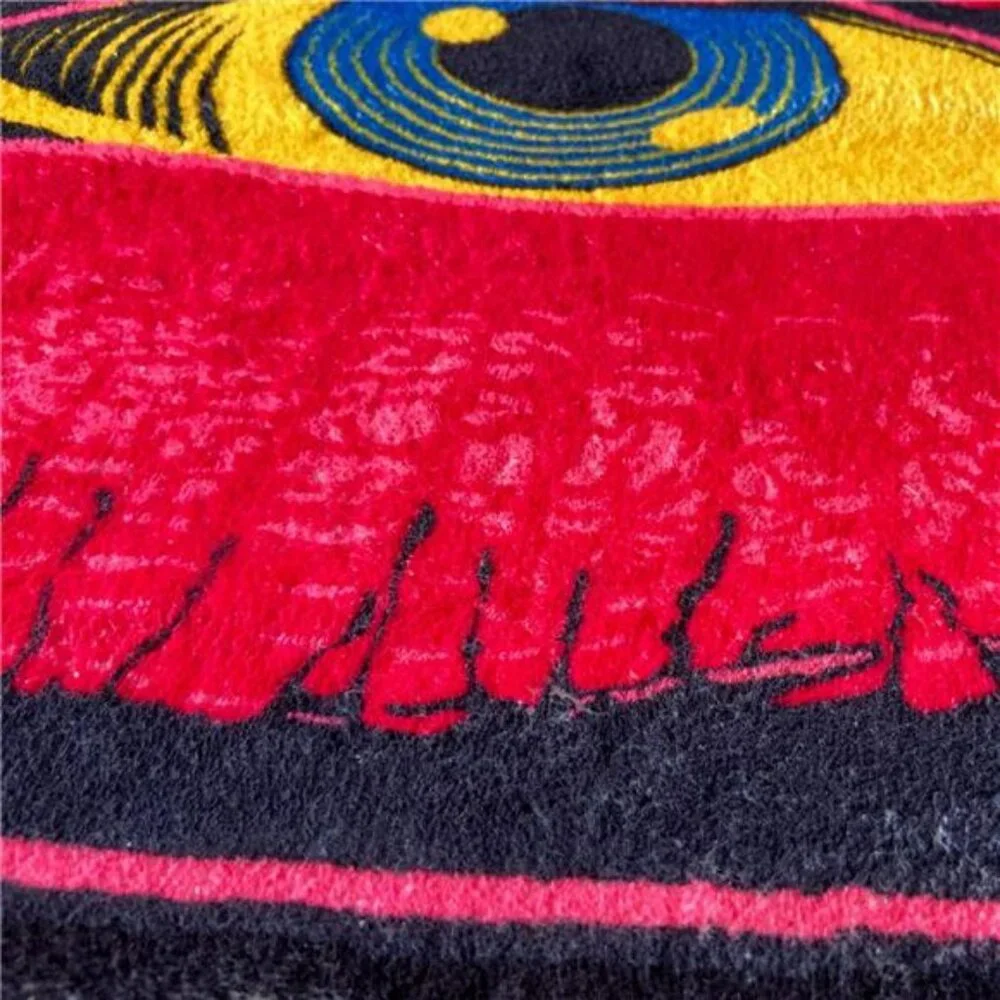 Red lip devil eye rug funny bathroom mat non slip absorbent washable plush carpe